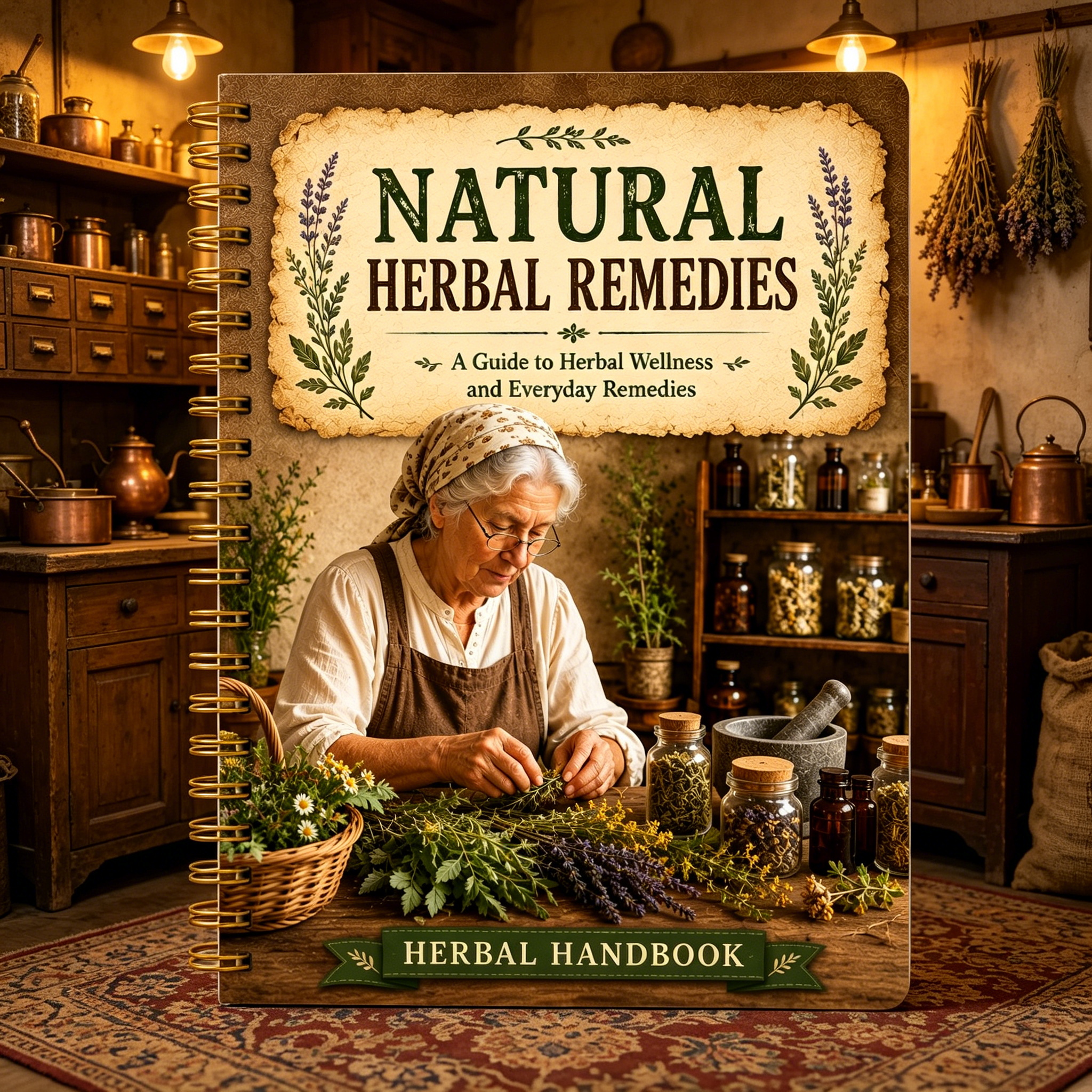Herbal Wellness Guide - Natural Herbal Remedies Handbook, A5 Vintage